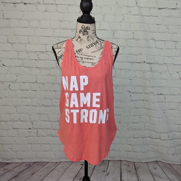 VS PINK Racerback Tank Top Sz L NAP GAME STRONG  New NWOT - Picture 1 of 8
